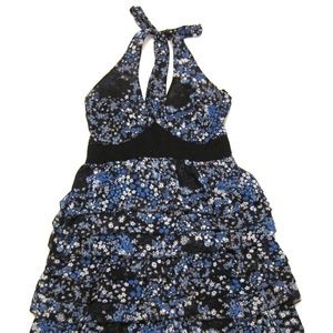 Y2K LF STORES Follies Paris Halter Tiered Floral Mini Dress